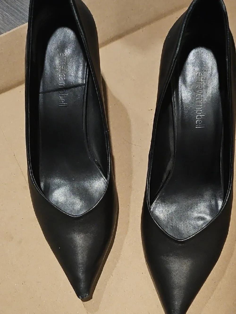 Jeffrey Campbell Black Leather Pointed-Toe Flats (Size 7)